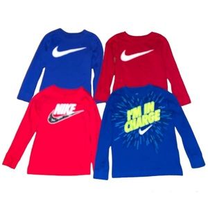 Bundle of 4 NIKE Long Sleeve Shirts Little Boys Size 6-7